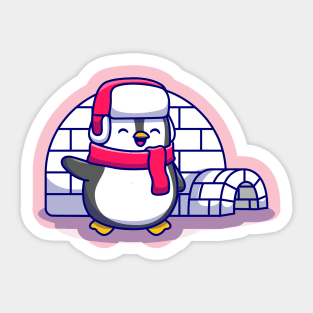 Cute Penguin With Igloo Sticker